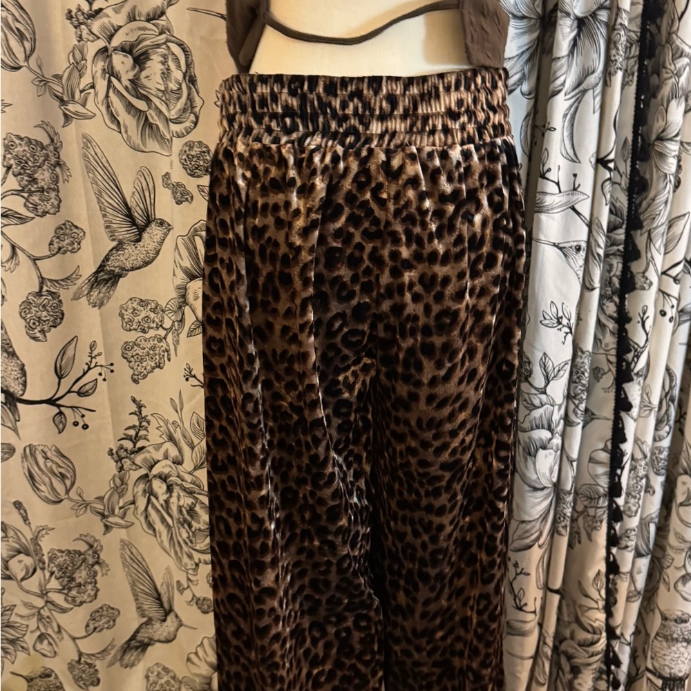 Leopard Print Velvet Pants